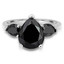 Pear Cut Black Diamond Three-Stone 3-Prong Cocktail Ring in White Gold - #CSFRO34765