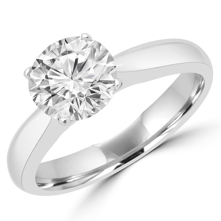 Round Cut Diamond Classic Solitaire 4-Prong Engagement Ring in White Gold - #LAURENT-W