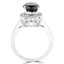 Pear Cut Black Diamond Multi-Stone 4-Prong Halo Engagement Ring with Round White Diamond Accents in White Gold - #CSFR3F7172-W-BLK