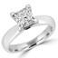 Princess Cut Diamond Solitaire 4-Prong Engagement Ring in White Gold - #1625LP-W