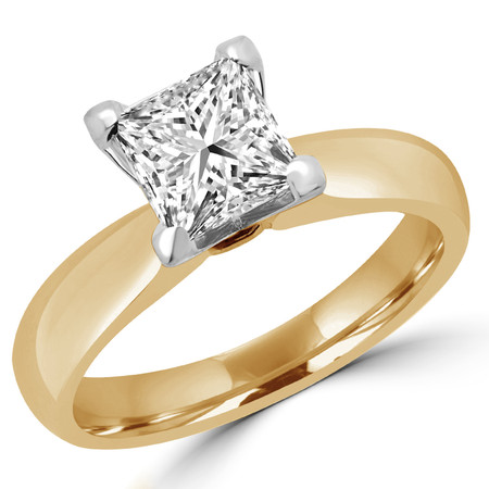 Princess Cut Diamond Solitaire 4-Prong Engagement Ring in Yellow Gold - #1625LP-Y