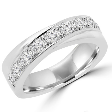 Round Cut Diamond Multi-Stone Fashion Wedding Band Ring in White Gold - #DYKE-W