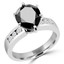 Pear Cut Black Diamond Multi-Stone 6-Prong Engagement Ring with Round White Diamond Channel-Set Accents in White Gold - #SM513-W-PE-BLK