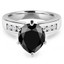 Pear Cut Black Diamond Multi-Stone 6-Prong Engagement Ring with Round White Diamond Channel-Set Accents in White Gold - #SM513-W-PE-BLK