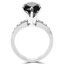 Pear Cut Black Diamond Multi-Stone 6-Prong Engagement Ring with Round White Diamond Channel-Set Accents in White Gold - #SM513-W-PE-BLK