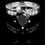 Pear Cut Black Diamond Multi-Stone 6-Prong Engagement Ring with Round White Diamond Channel-Set Accents in White Gold - #SM513-W-PE-BLK