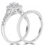 Round Cut Diamond Multi-Stone Halo 4-Prong Split-Shank Engagement Ring and Wedding Band Bridal Set in White Gold - #SKR15503-100-SET-W