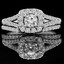Round Cut Diamond Multi-Stone Halo 4-Prong Split-Shank Engagement Ring and Wedding Band Bridal Set in White Gold - #SKR15503-100-SET-W
