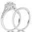 Round Cut Diamond Multi-Stone Halo 4-Prong Split-Shank Engagement Ring and Wedding Band Bridal Set in White Gold - #SKR15857-100-W