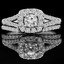 Round Cut Diamond Multi-Stone Halo 4-Prong Split-Shank Engagement Ring and Wedding Band Bridal Set in White Gold - #SKR15857-100-W