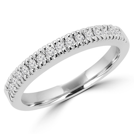 Round Cut Diamond Multi-Stone Fashion Semi-Eternity Wedding Band Ring in White Gold - #2303WS-B-W
