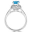 Round Cut Blue Topaz Gemstone Multi-Stone 4-Prong Double-Halo Cocktail Ring with White Diamond Accents in White Gold - #CSFR1W0843