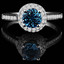 Round Cut Blue Topaz Gemstone Multi-Stone 4-Prong Double-Halo Cocktail Ring with White Diamond Accents in White Gold - #CSFR1W0843
