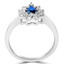 Pear Cut Blue Sapphire Gemstone Multi-Stone 9-Prong Halo Cocktail Ring with Round White Diamond Accents in White Gold - #CSFRQC9648