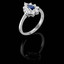 Pear Cut Blue Sapphire Gemstone Multi-Stone 9-Prong Halo Cocktail Ring with Round White Diamond Accents in White Gold - #CSFRQC9648