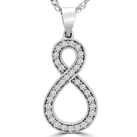 Round Cut CZ Cubic Zirconia Multi-Stone Pave Infinity Pendant Necklace With Chain in White Gold - #SIN-P-W-INFINITY