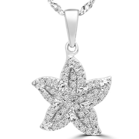 Round Cut Diamond Multi-Stone Starfish Pendant Necklace With Chain in White Gold - #PEOT8731G-W