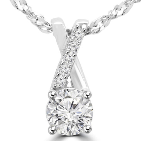 Round Cut Diamond Multi-Stone Infinity 4-Prong Pendant Necklace With Chain in White Gold - #MAJESTY-P2-W