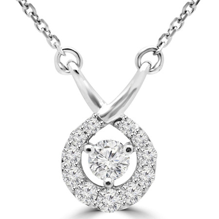 Round Cut Diamond Multi-Stone Infinity Pendant Necklace With Chain in White Gold - #MAJESTY-P7-W