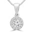 Round Cut Diamond Solitaire Halo Pendant Necklace With Chain in White Gold - #SKP3125-18-W