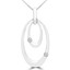 Round Cut Diamond Two-Stone Fashion Oval Pendant Necklace With Chain in White Gold - #SKP9902-W