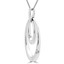 Round Cut Diamond Two-Stone Fashion Oval Pendant Necklace With Chain in White Gold - #SKP9902-W