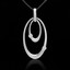 Round Cut Diamond Two-Stone Fashion Oval Pendant Necklace With Chain in White Gold - #SKP9902-W