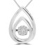 Round Cut Dancing Diamond Teardrop Pendant Necklace With Chain in White Gold - #SKP15321-10-W