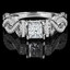 Princess Cut Diamond Multi-Stone Infinity-Motif V-Prong Engagement Ring with Round Diamond Accents in White Gold - #HR6529-W