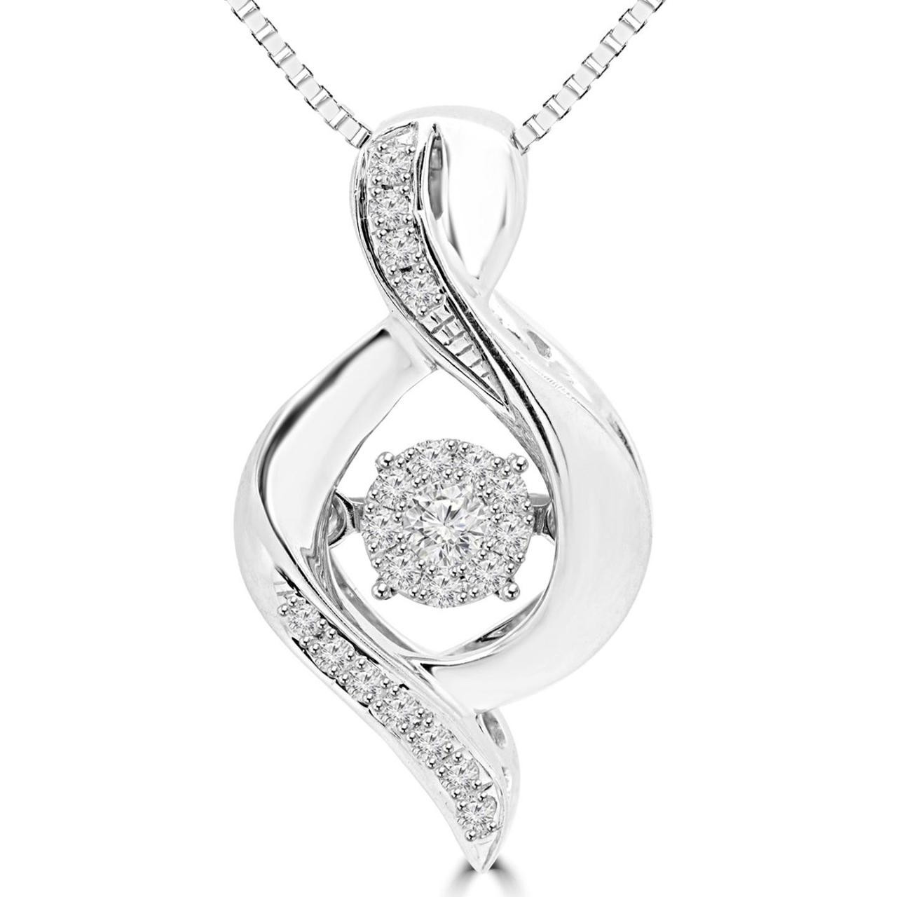 Round Cut Dancing Diamond Accent Infinity Pendant Necklace With Chain