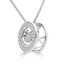 Round Cut Dancing Diamond Halo Pendant Necklace With Chain in White Gold - #SKP15336-10-W