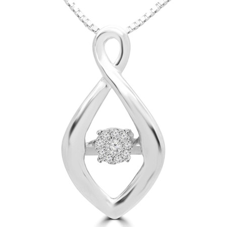Round Cut Dancing Diamond Accent Infinity Pendant Necklace With Chain in White Gold - #SKP15342-04-W