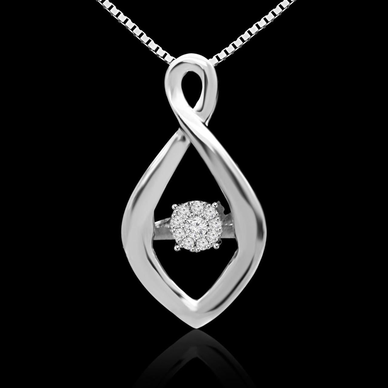 Round Cut Dancing Diamond Accent Infinity Pendant Necklace With Chain