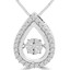 Round Cut Dancing Diamond Teardrop Pendant Necklace With Chain in White Gold - #SKP15761-20-W