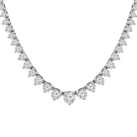 Round Cut Diamond Classic Graduated Journey Necklace in White Gold - #MIR-N-3AG-W