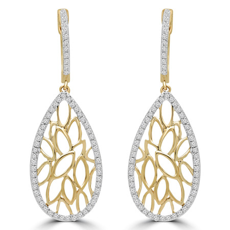Round Cut Diamond Drop/Dangle Earrings in Yellow Gold - EAOH8750G-Y