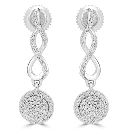 Round Cut Diamond Drop/Dangle Earrings in White Gold - EAHH2109G-W