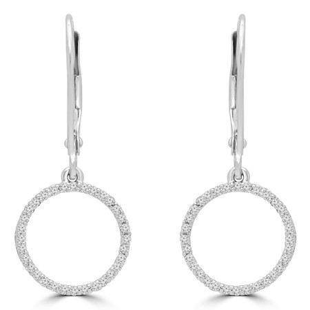 Round Cut Diamond Drop/Dangle Earrings in White Gold - EAOF7703G-W