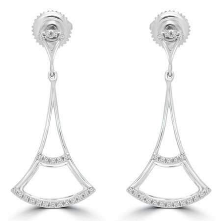 Round Cut Diamond Drop/Dangle Earrings in White Gold - EAOT3447G-W