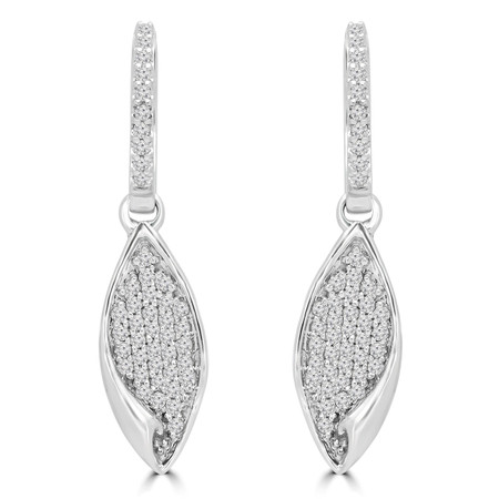 Round Cut Diamond Drop/Dangle Earrings in White Gold - EATH1680G-W