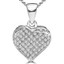 Round Cut Diamond Multi-Stone Pave Heart Pendant Necklace with Chain in White Gold - #PEOT6805-W