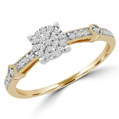 Round Cut Diamond Cluster Engagement Ring in Yellow Gold - #ENOT8608G-Y