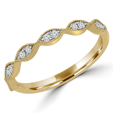 Round Cut Diamond Semi-Eternity Wedding Band Ring in Yellow Gold - WEOT1791G-Y