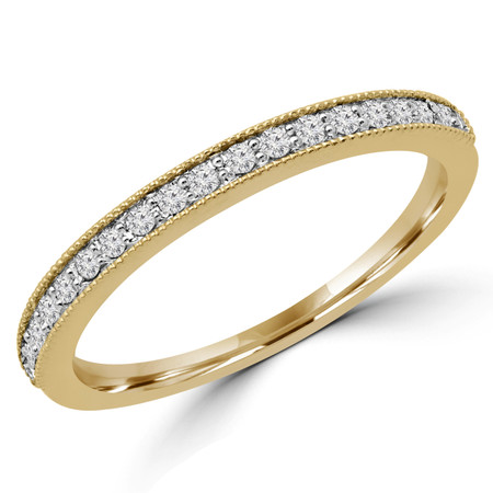 Round Cut Diamond Semi-Eternity Wedding Band Ring in Yellow Gold - WEOT5911G-Y
