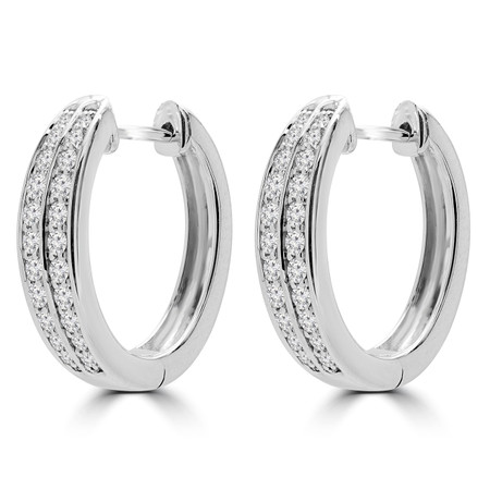Round Cut Diamond Drop/Dangle Earrings in White Gold - RE2046-W