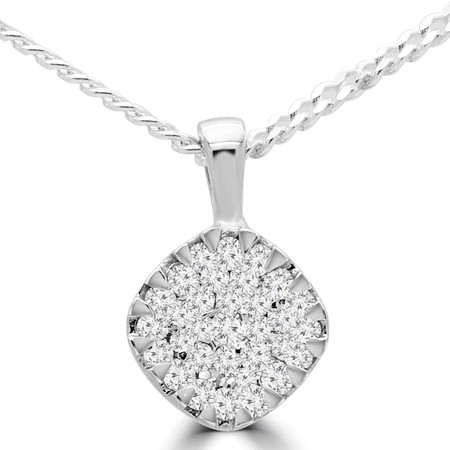 Round Cut Diamond Cluster Pendant Necklace in White Gold With Chain - PD000073A-W