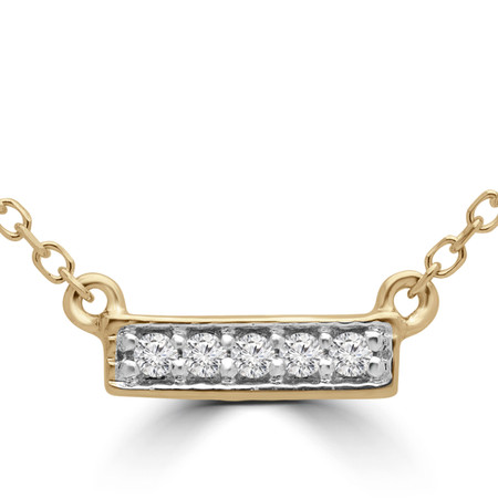 Round Cut Diamond Bar Pendant Necklace in Yellow Gold With Chain - PD000316A-Y
