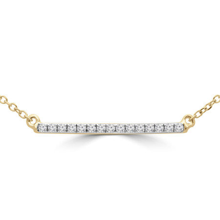 Round Cut Diamond Bar Pendant Necklace in Yellow Gold With Chain - PD000317A-Y