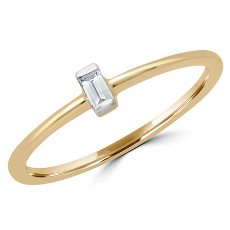 Baguette Cut Diamond Promise Solitaire Engagement Ring in Yellow Gold - #RG001055A-Y