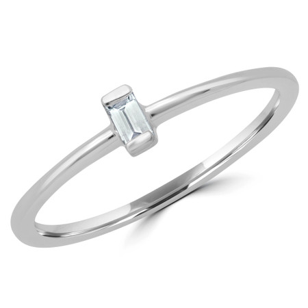 Baguette Cut Diamond Solitaire Engagement Ring in White Gold - #RG001055A-W